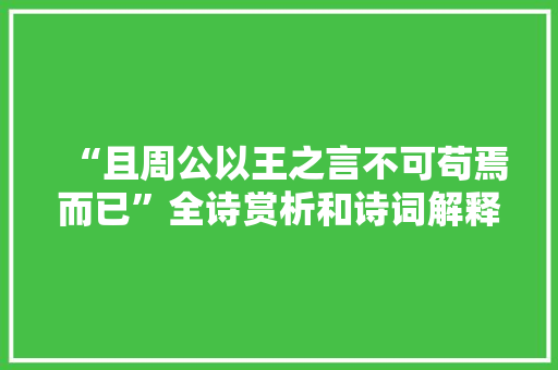 “且周公以王之言不可苟焉而已”全诗赏析和诗词解释拼音翻译