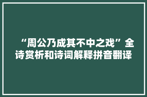 “周公乃成其不中之戏”全诗赏析和诗词解释拼音翻译