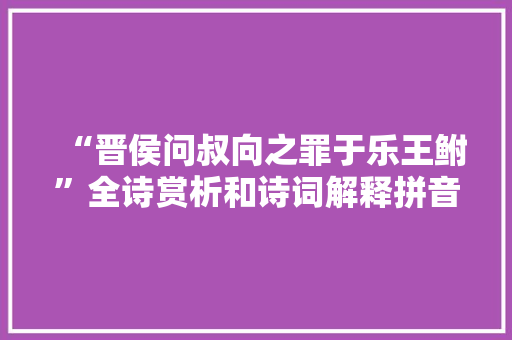 “晋侯问叔向之罪于乐王鲋”全诗赏析和诗词解释拼音翻译