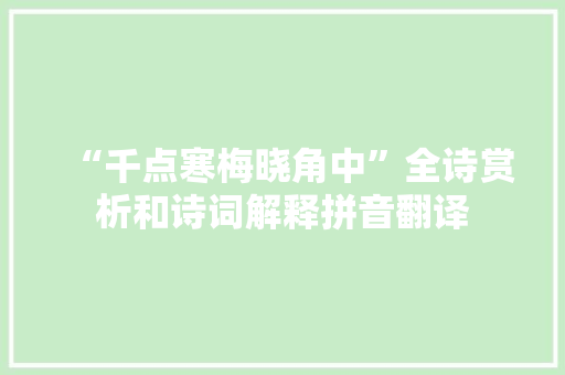 “千点寒梅晓角中”全诗赏析和诗词解释拼音翻译