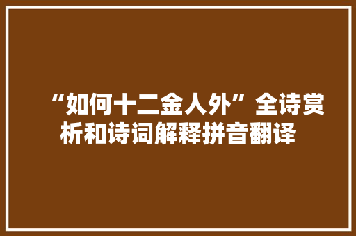 “如何十二金人外”全诗赏析和诗词解释拼音翻译