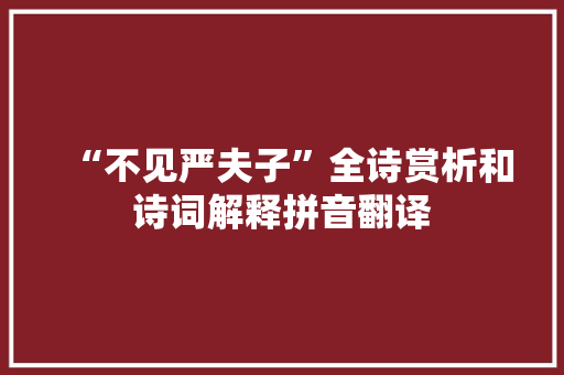 “不见严夫子”全诗赏析和诗词解释拼音翻译