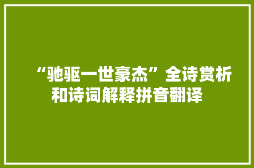 “驰驱一世豪杰”全诗赏析和诗词解释拼音翻译