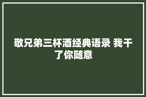 敬兄弟三杯酒经典语录 我干了你随意