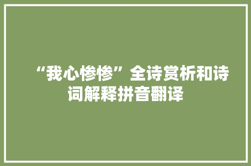 “我心惨惨”全诗赏析和诗词解释拼音翻译