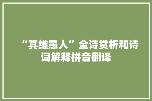 “其维愚人”全诗赏析和诗词解释拼音翻译