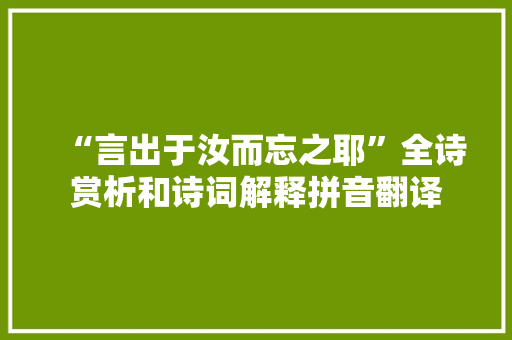 “言出于汝而忘之耶”全诗赏析和诗词解释拼音翻译