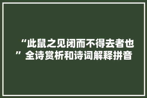 “此鼠之见闭而不得去者也”全诗赏析和诗词解释拼音翻译