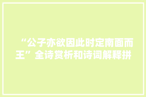 “公子亦欲因此时定南面而王”全诗赏析和诗词解释拼音翻译
