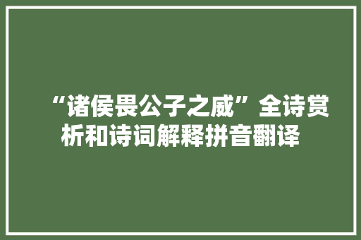 “诸侯畏公子之威”全诗赏析和诗词解释拼音翻译