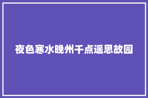 夜色寒水晚州千点遥思故园