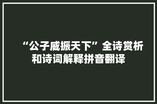 “公子威振天下”全诗赏析和诗词解释拼音翻译
