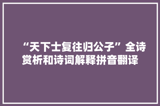 “天下士复往归公子”全诗赏析和诗词解释拼音翻译