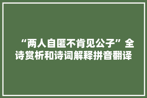 “两人自匿不肯见公子”全诗赏析和诗词解释拼音翻译