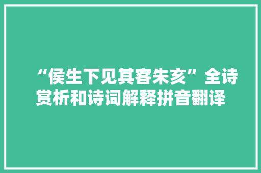 “侯生下见其客朱亥”全诗赏析和诗词解释拼音翻译