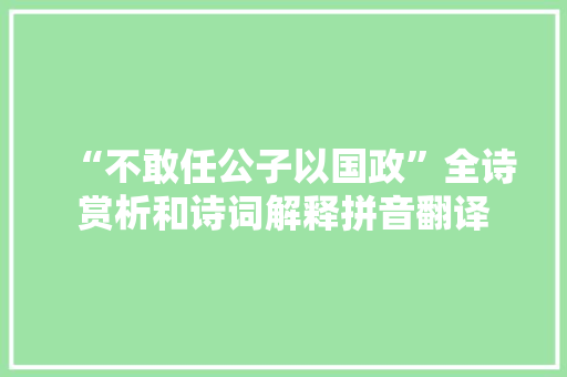 “不敢任公子以国政”全诗赏析和诗词解释拼音翻译