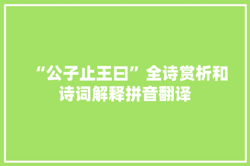 “公子止王曰”全诗赏析和诗词解释拼音翻译