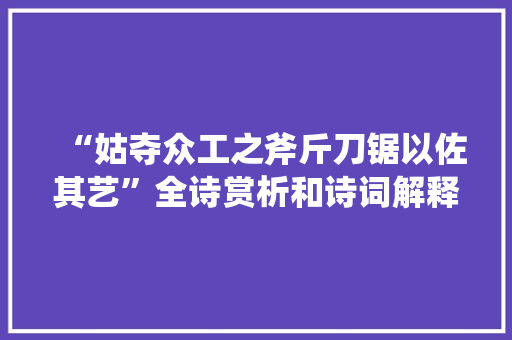 “姑夺众工之斧斤刀锯以佐其艺”全诗赏析和诗词解释拼音翻译