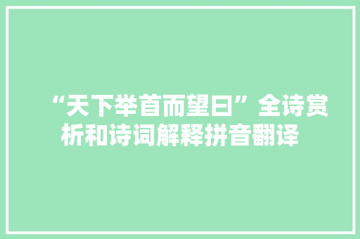 “天下举首而望曰”全诗赏析和诗词解释拼音翻译