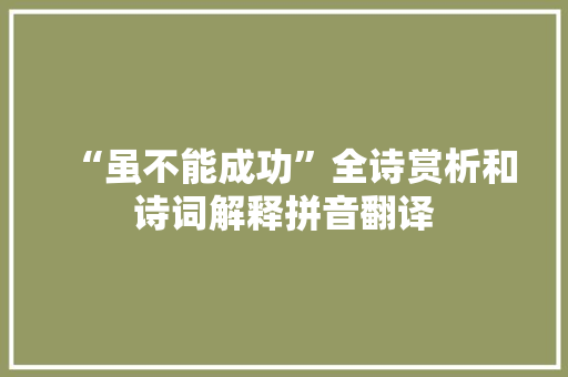 “虽不能成功”全诗赏析和诗词解释拼音翻译