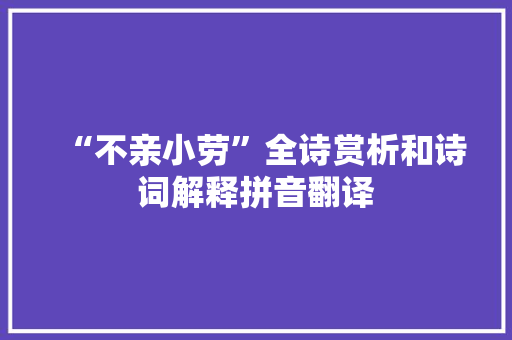 “不亲小劳”全诗赏析和诗词解释拼音翻译