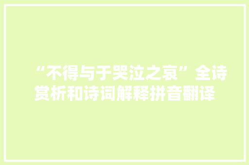 “不得与于哭泣之哀”全诗赏析和诗词解释拼音翻译