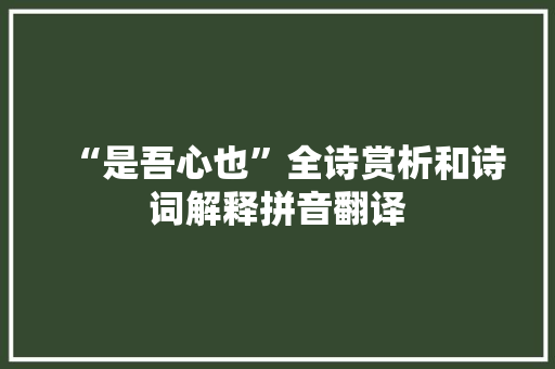 “是吾心也”全诗赏析和诗词解释拼音翻译