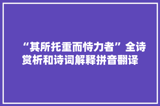 “其所托重而恃力者”全诗赏析和诗词解释拼音翻译