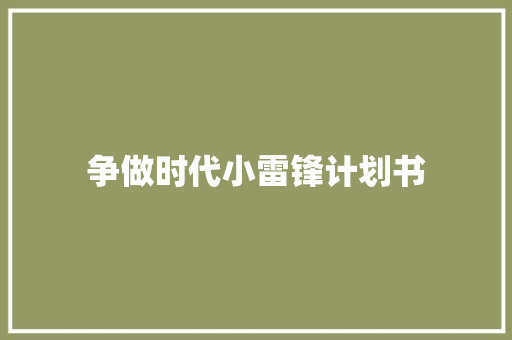 争做时代小雷锋计划书