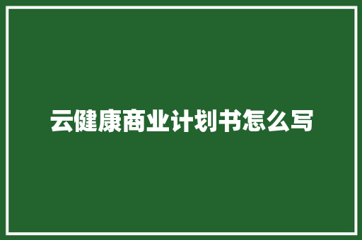 云健康商业计划书怎么写