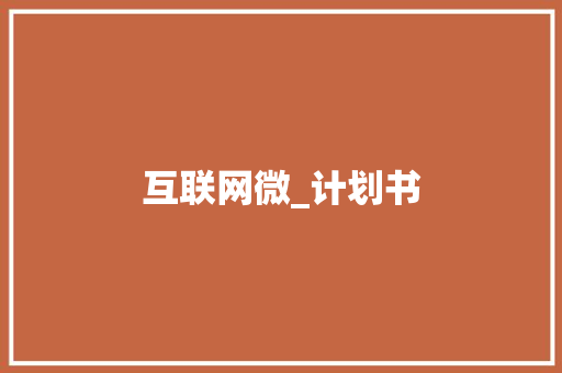 互联网微_计划书