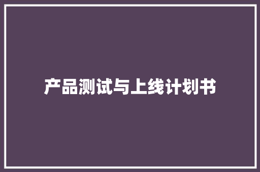 产品测试与上线计划书
