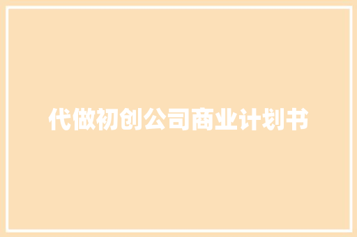 代做初创公司商业计划书