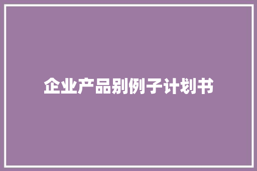 企业产品别例子计划书