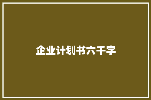 企业计划书六千字
