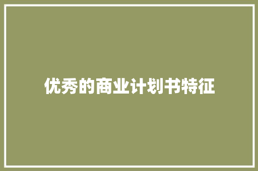 优秀的商业计划书特征