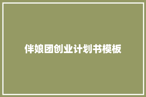 伴娘团创业计划书模板