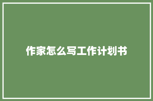 作家怎么写工作计划书