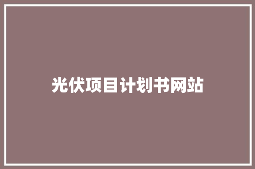 光伏项目计划书网站