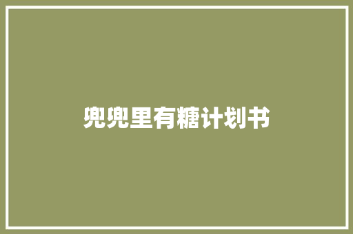 兜兜里有糖计划书