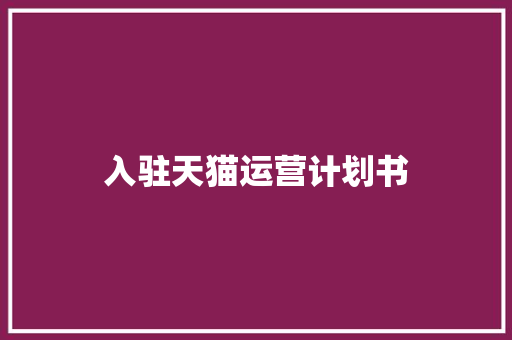 入驻天猫运营计划书