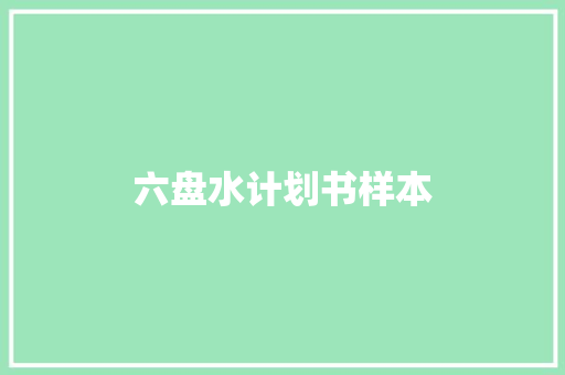 六盘水计划书样本