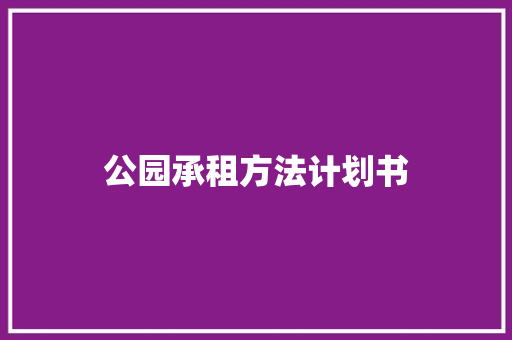 公园承租方法计划书