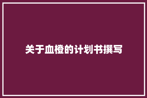 关于血橙的计划书撰写