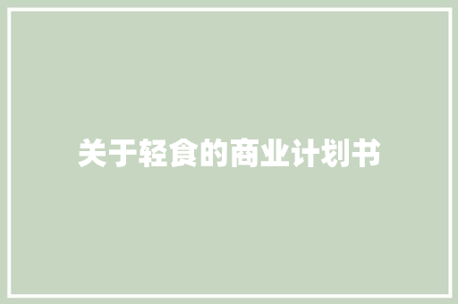 关于轻食的商业计划书