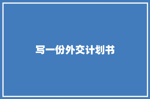 写一份外交计划书
