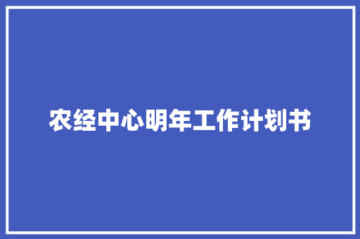 农经中心明年工作计划书