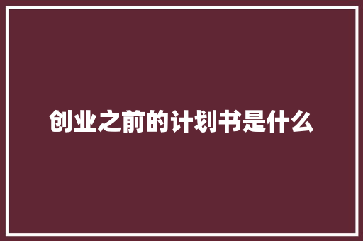 创业之前的计划书是什么