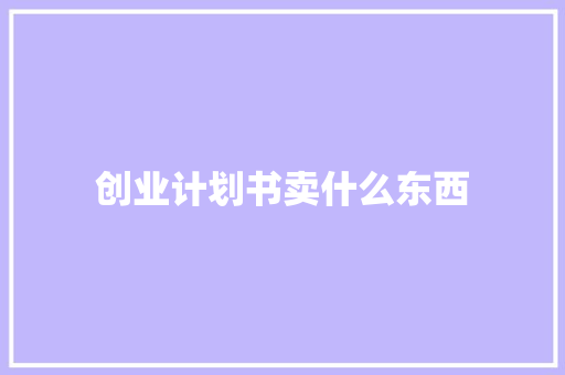 创业计划书卖什么东西