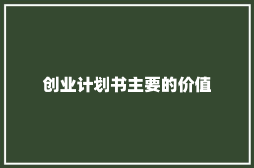 创业计划书主要的价值